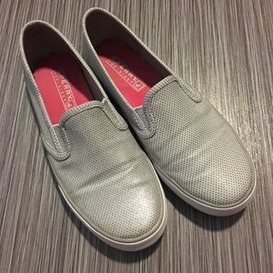 Girls Silver Sperry Top Siders